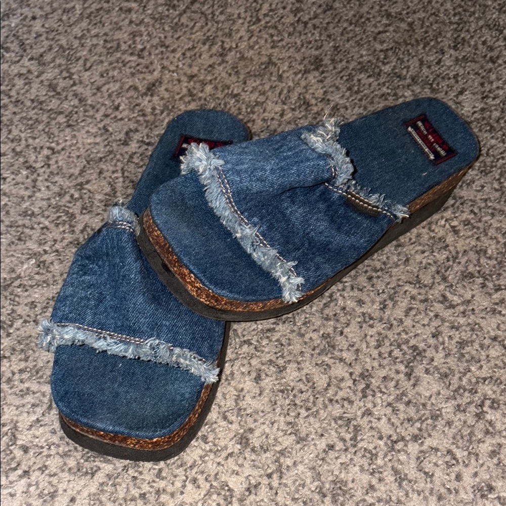 UnionBay Blue Denim Chunky Sandals